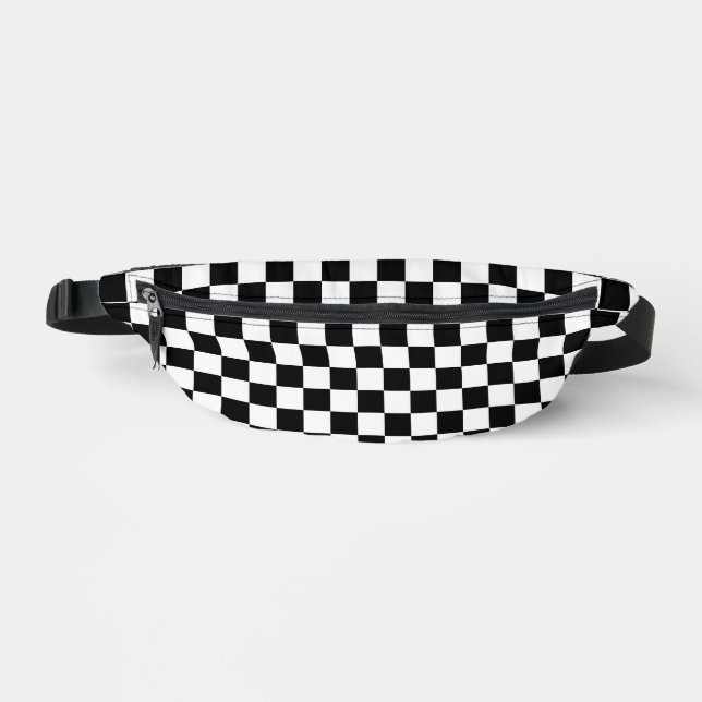 80s RETRO BLACK WHITE CHECKERBOARD FANNY PACK (Front)