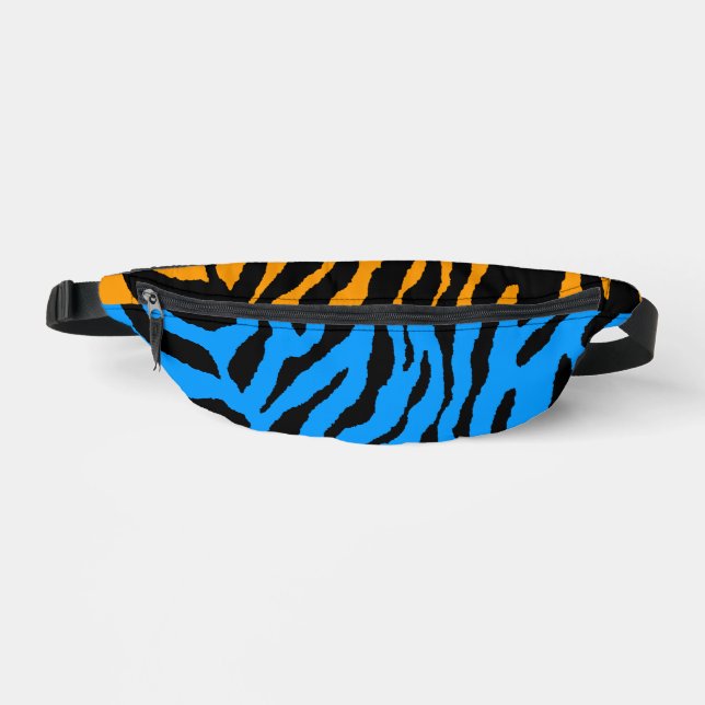 80s RETRO BLUE ORANGE TIGER STRIPES FANNY PACK (Front)