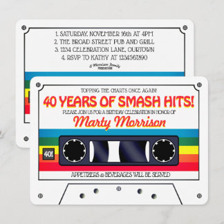 80's Retro Cassette Birthday Party Invitation