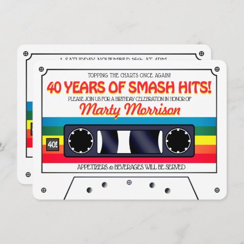 80s Retro Cassette Birthday Party Invitation