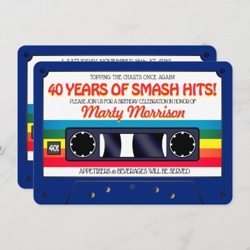 80s Retro Cassette Birthday Party Invitation