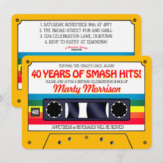 80's Retro Cassette Birthday Party Invitation