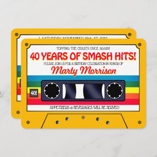 80s Retro Cassette Birthday Party Invitation