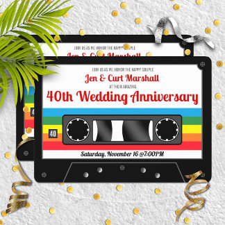 80's Retro Cassette Wedding Anniversary Party Invitation