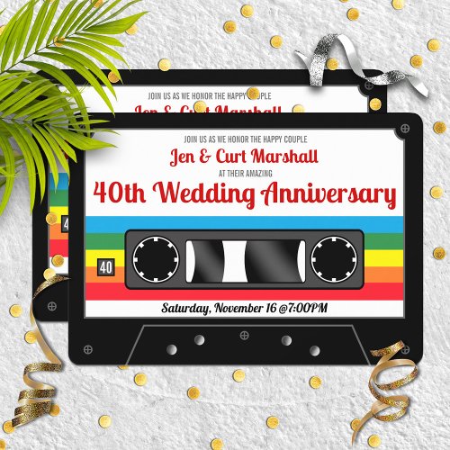 80s Retro Cassette Wedding Anniversary Party Invitation