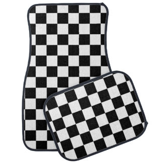 80s RETRO CHECKERBOARD BLACK & WHITE CAR MATS