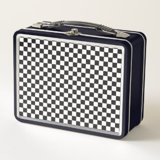 80's Retro Checkerboard Metal Lunch Box