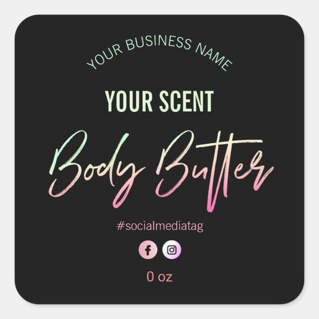 80's Retro Colored Script Body Butter Labels (Front)