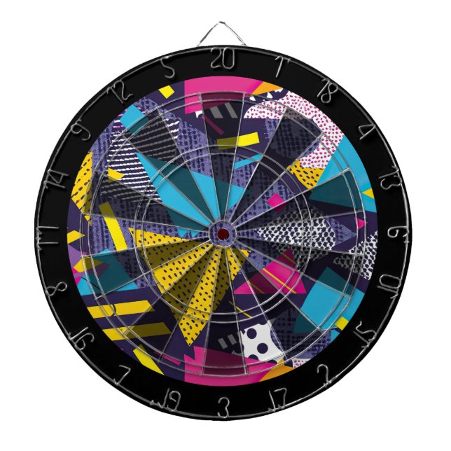 80s Retro Colorful Texture  Dart Board (Front)