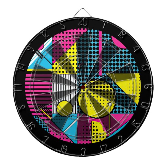 80s Retro Colorful Texture  Dart Board (Front)