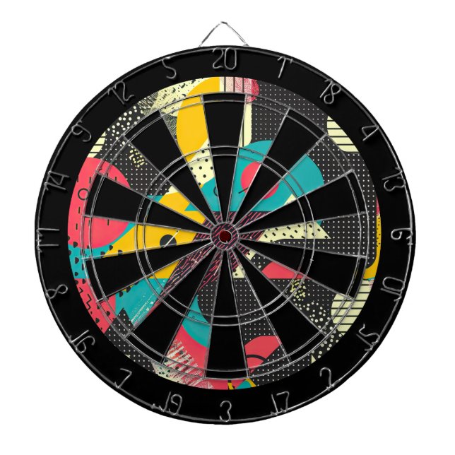 80s Retro Colorful Texture  Dart Board (Front)
