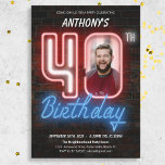 80s Retro Custom Photo Neon 40th Birthday Invitation<br><div class="desc">80s Retro Custom Photo Neon 40th Birthday Invitation. A fun and retro 80s style neon sign birthday invitation design,  with a rustic looking brick wall background. The design is simple with a hint of humor and customizable photo! Check out the collection for other matching party decor!</div>