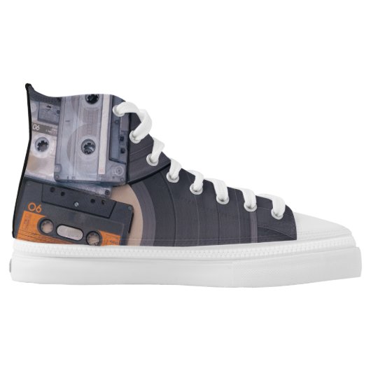 80's Retro Design High-Top Sneakers (Left Shoe Inside)