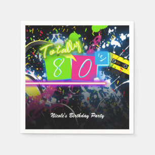80's Retro Fun Birthday Party Neon Glow Splatter Napkins