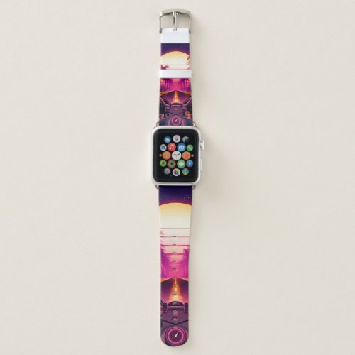 80s retro futuristic sci_fi background with motorc apple watch band