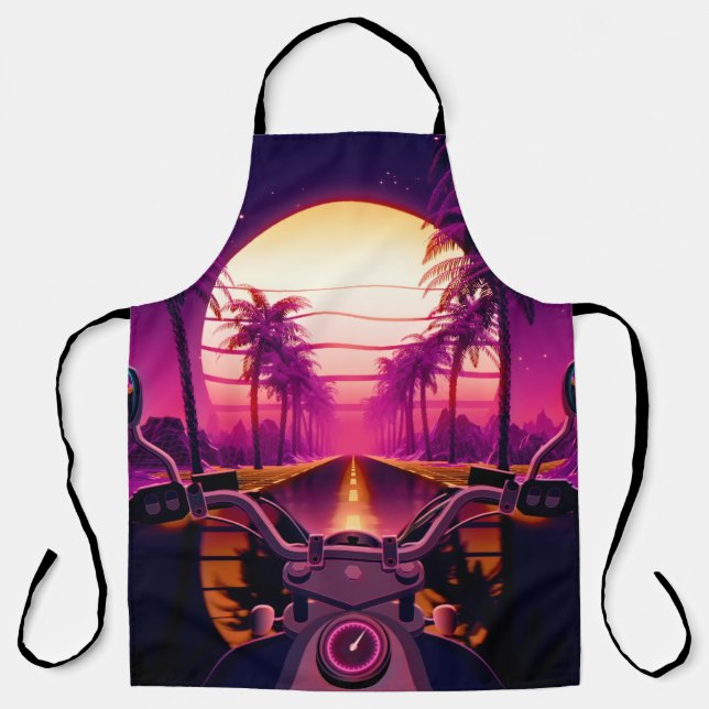 80s retro futuristic sci-fi background with motorc apron (Front)