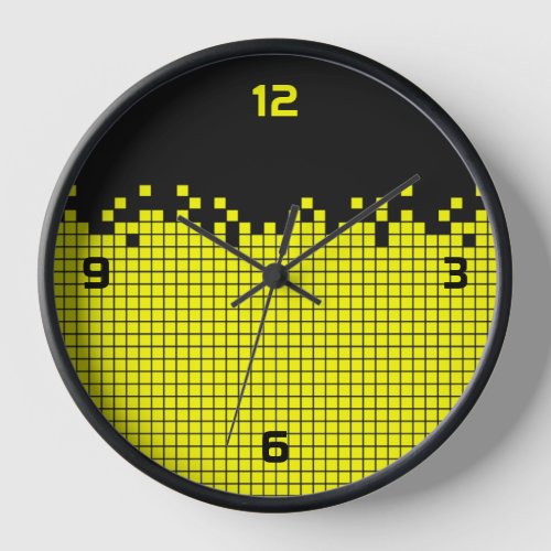 80s Retro Gamer Geek Yellow Pixels  Clock