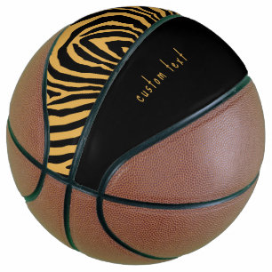 80s RETRO GOLD & BLACK ANIMAL PRINT STRIPE PATTERN Basketball