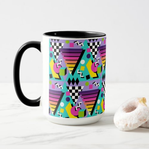 80s Retro Memphis Style Geometric Shapes Pattern Mug