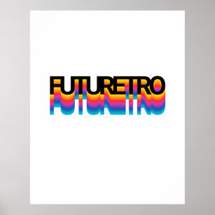 80s Retro Modern Text  With Rainbow Shadow Effect Poster