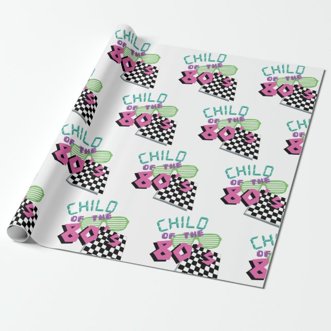 80s Retro Motif Wrapping Paper (Unrolled)