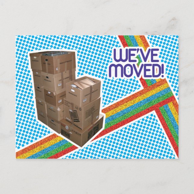 80s Retro Moving Announcement Postcard (Front)