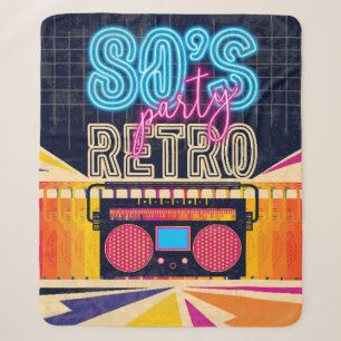 80s, retro music party. Old style poster. Disco fl Sherpa Blanket