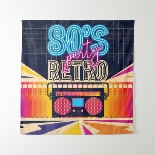 80s retro music party Old style poster Disco fl Tapestry
