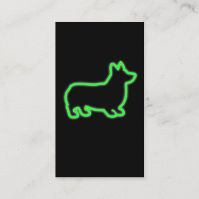 80's Retro Neon Corgi dog gift idea Business Card (Front)