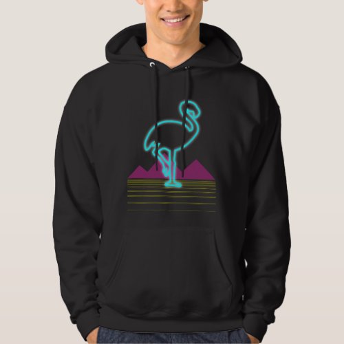 80s retro neon pink flamingo bird hoodie