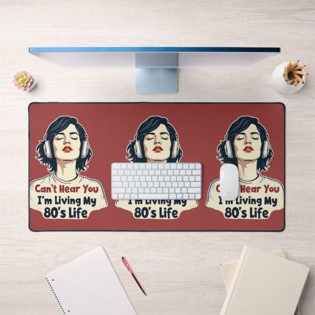 80s Retro Nostalgic Music Lover Throwback Design Desk Mat (Office 1)
