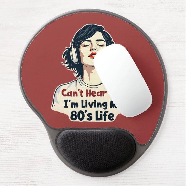 80s Retro Nostalgic Music Lover Throwback Design Gel Mouse Pad (Left Side)