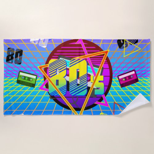 80s RETRO OLD SCHOOL CASSETTE TAPE    Beach Towel