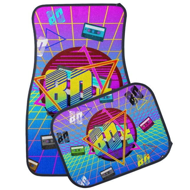 80's RETRO OLD SCHOOL CASSETTE TAPE    Car Floor M Mat (Set)