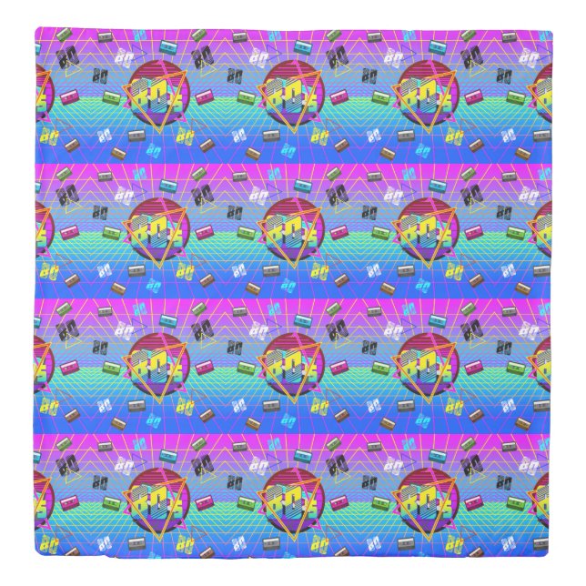 80's RETRO OLD SCHOOL CASSETTE TAPE   Duvet Cover (Front)