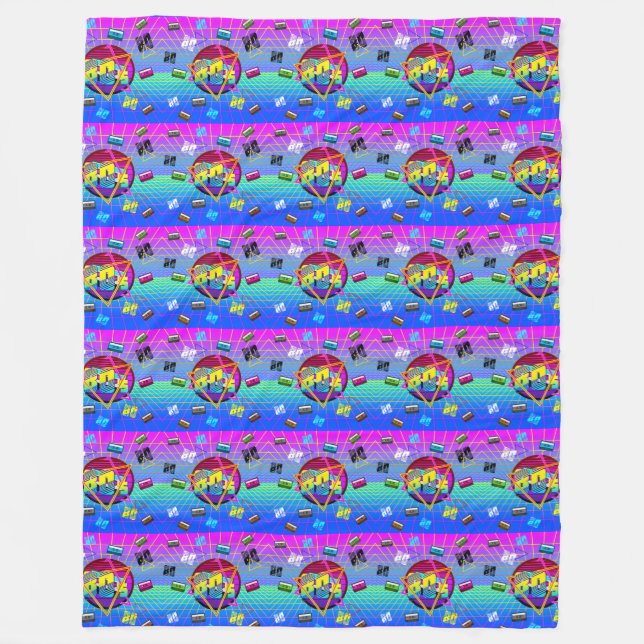 80's RETRO OLD SCHOOL CASSETTE TAPE  Fleece Blanket (Front)