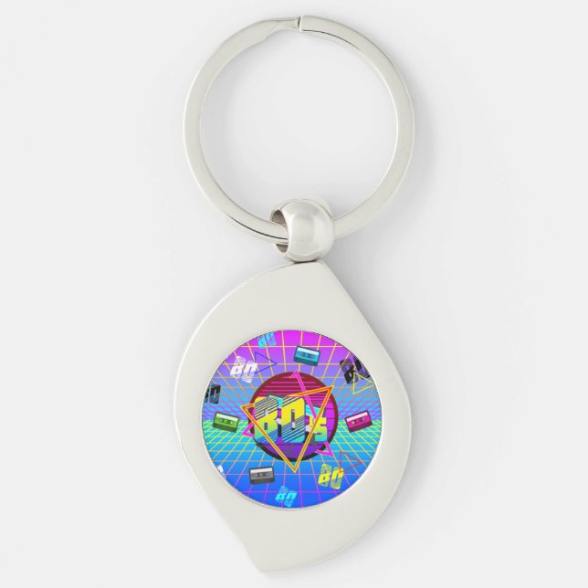 80's RETRO OLD SCHOOL CASSETTE TAPE Keychain (Front)