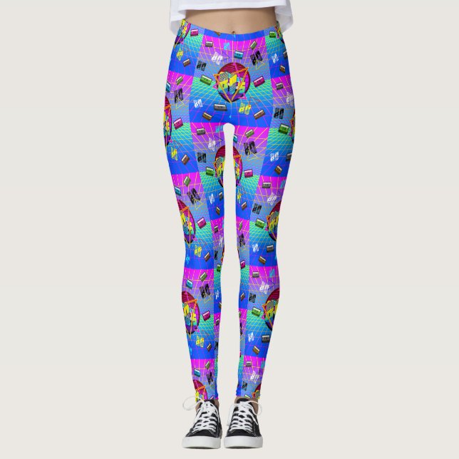 80's RETRO OLD SCHOOL CASSETTE TAPE   Leggings (Front)