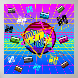 80's RETRO OLD SCHOOL CASSETTE TAPE   Poster