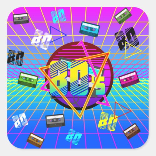 80s RETRO OLD SCHOOL CASSETTE TAPE      Square Sticker