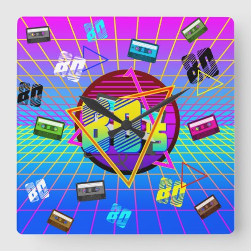 80s RETRO OLD SCHOOL CASSETTE TAPE    Square Wall Clock