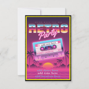 80's Retro Party Invitation Flat Card