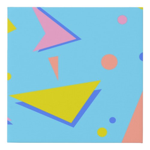 80s Retro Pastel Geometric Shape Pattern Faux Canvas Print