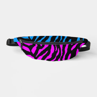 80s RETRO PINK BLUE TIGER STRIPES FANNY PACK
