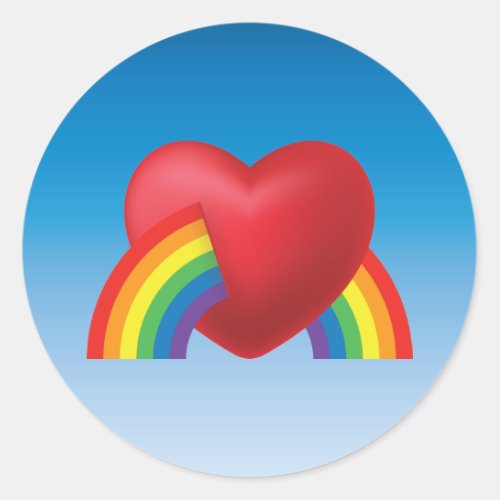 80s Retro Puffy Heart and Rainbow Sticker