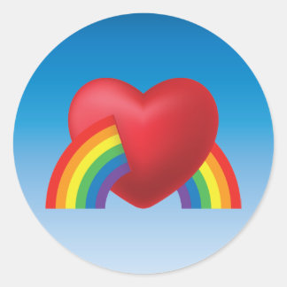 80's Retro Puffy Heart and Rainbow Sticker