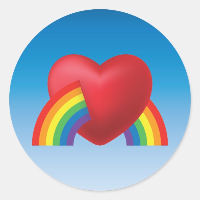 80's Retro Puffy Heart and Rainbow Sticker (Front)