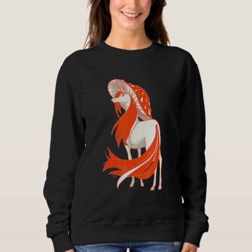 80s Retro Red Spotted Mushroom Unicorn Fantasy Cre Sweatshirt