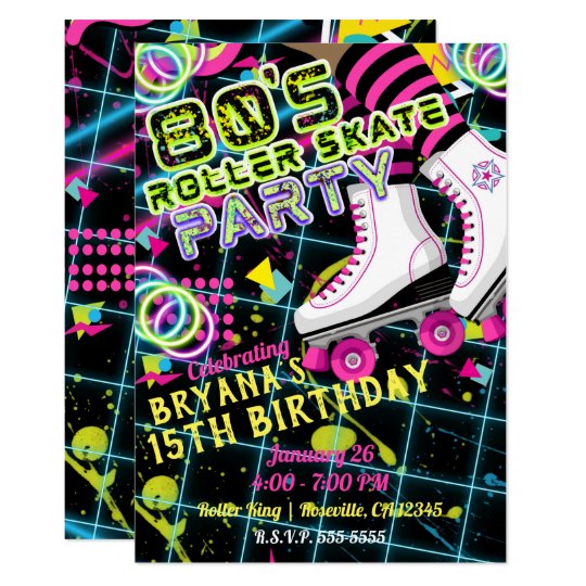 80's Retro Roller Skating Skate Birthday Party Invitation | Zazzle.com