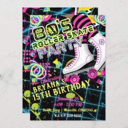 80's Retro Roller Skating Skate Birthday Party Invitation